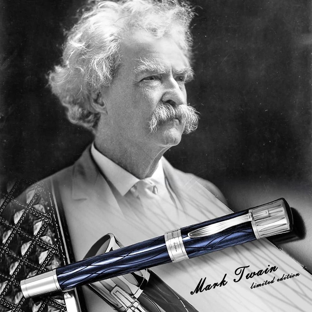 LAN Writer Edition Mark Twain MB Rollerball/Ballpoint Pen Black/Blue/Red Engraved Texture With Monte Serial Number 0068/6000