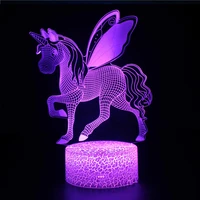 1pcs3d illusion unicorn table lamp for kids room decor touch remote led lights bedroom decoration night light holiday birthday g