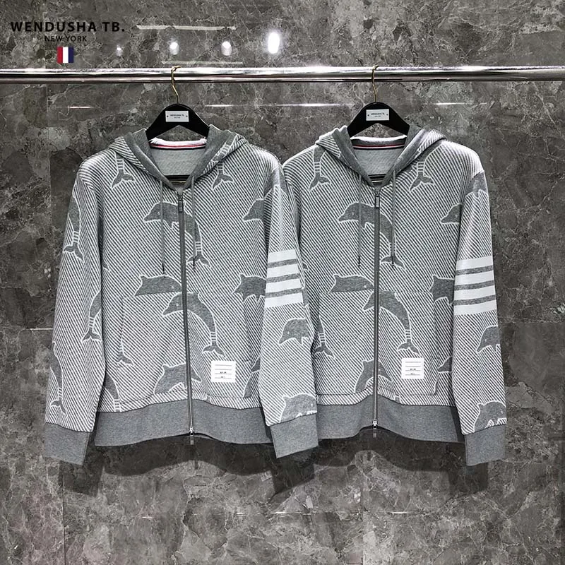 

Мужская и Женская куртка с длинным рукавом и принтом в виде дельфинов