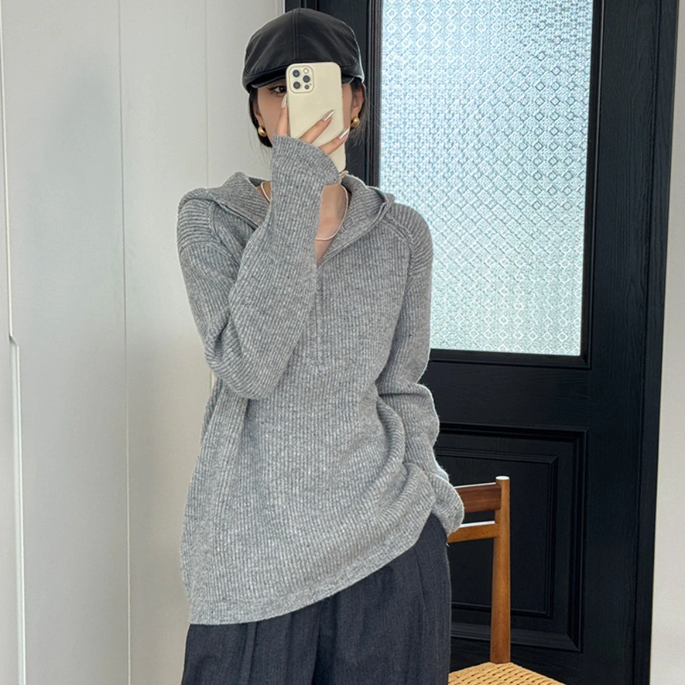 Повседневная Толстовка с мешковатым рисунком женский шерстяной свитер Осенний
