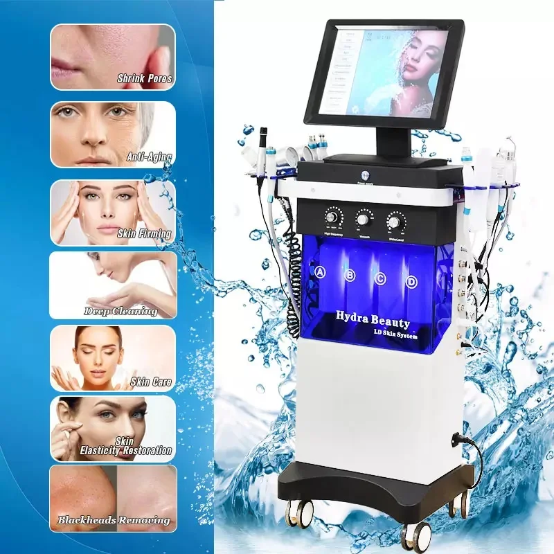 9 in 1 Hydrafacial Machine Water Dermabrasion Facial Cleaning Skin Rejuvenation Hydrofacial Beauty Equipment H2O2 Skin Care Spa