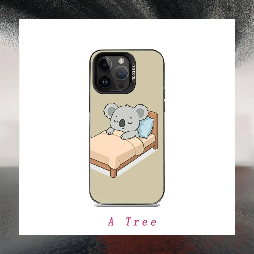 Забавный милый чехол для телефона K-Koala с рисунком C-Cartoon для iPhone 16,15,14,13,12,17, Pro, MAX, черный матовый противоударный чехол (art.: 3920d4064dd84) - 3920d4064dd84