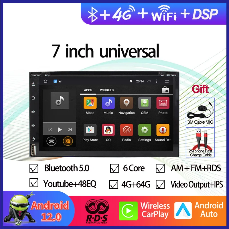 

2din Universal Android Car GPS Navigation Auto Radio Stereo With BT WiFi Mirror Link Support Backup Camera Multimedia DVD Player