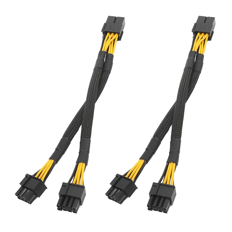 

AYHF-2PCS GPU Pcie 8 Pin Female To Dual 2X 8 Pin (6+2) Male PCI Express Power Adapter Braided Y-Splitter Extension Cable