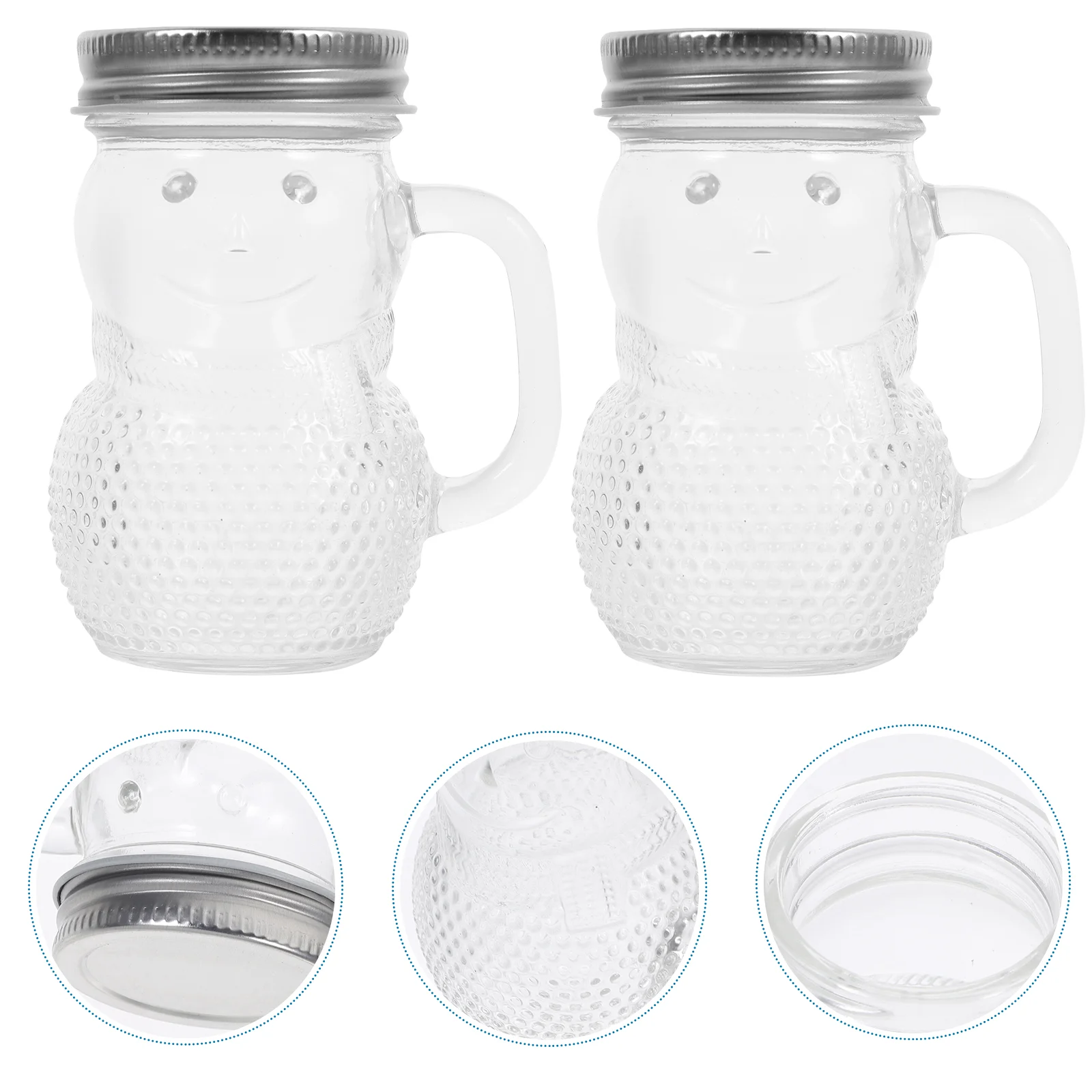 

Christmas Glass Cupbottle Mug Jar Beverage Cups Waterdecorations Teahandle Party Mason Snowmankids Farmhousedrink Lid Jars