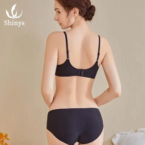 Shinys Store Seamless Underwear set without bracket for sturdy high quality women's bra sexy Small chest half cup no underwire