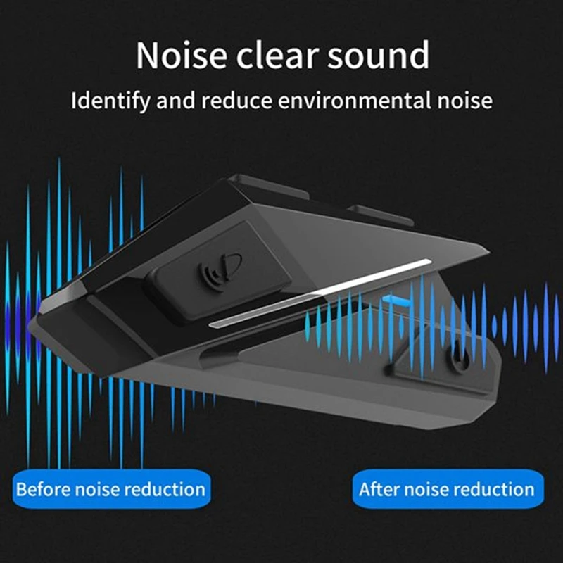 

1 Set Black ABS Motorcycle Helmet Headset Bluetooth 5.0 Intercom Wireless Earphone Noise Reduction Headphone Stereo With Mic