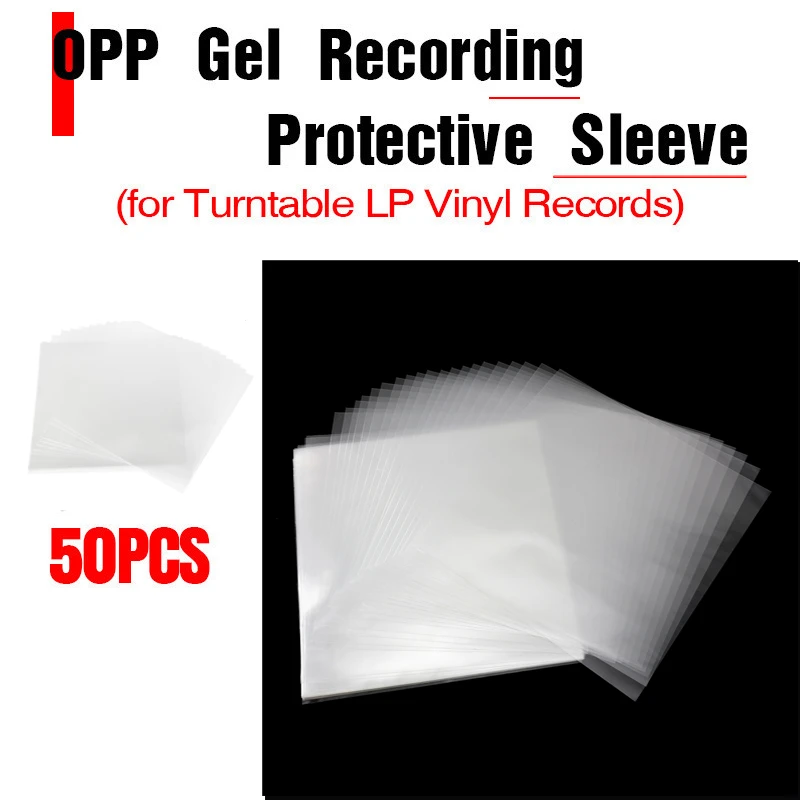 

50PCS OPP Gel Recording Protective Sleeve for Turntable Player LP Vinyl Record Self Adhesive Records Bag 1inch 32.3cm*32cm