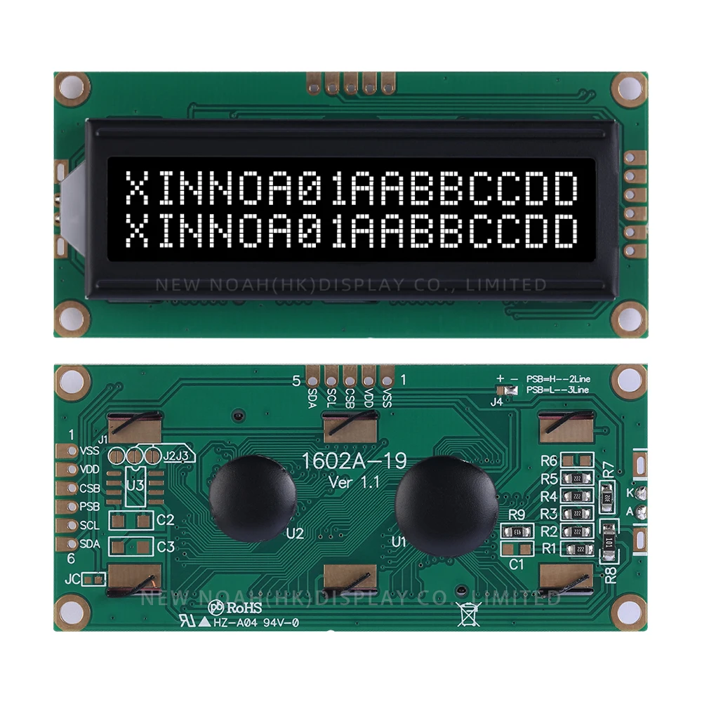 BTN черная пленка Белый 1602A-19 ЖК-экран с символами 02*16 ЖК-дисплей 80*36*11 1 мм Поддержка