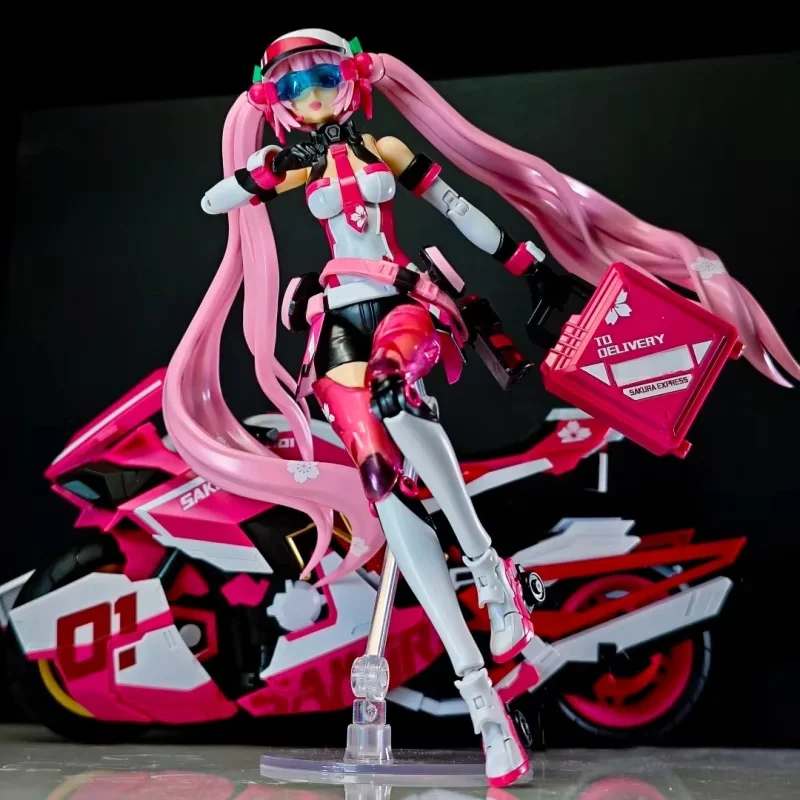 Фото Коллекционная аниме-фигурка Hatsune Miku в розовом мотоциклетном костюме с эффектом Soundburst, подвижная, из ABS и ПВХ, для хобби и коллекционирования №2