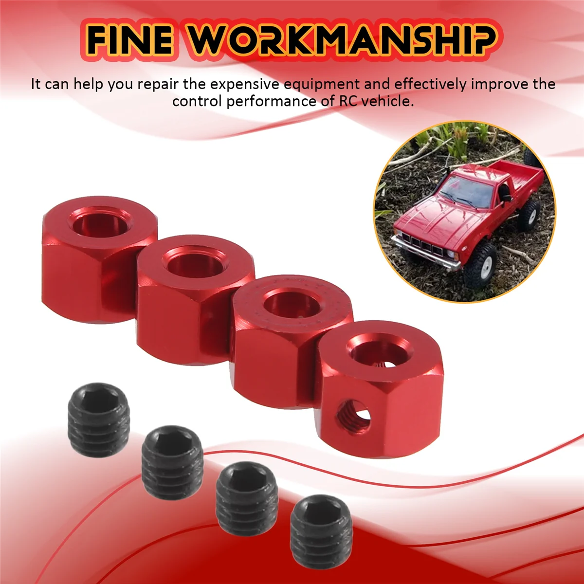 4 шт. металлический шестигранный адаптер ступицы колеса от 5 мм до 12 для WPL D12 C14 C24 B14