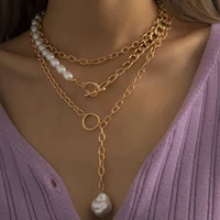 set necklace temperament special shaped water drop imitation pearl chain clavicle chain
