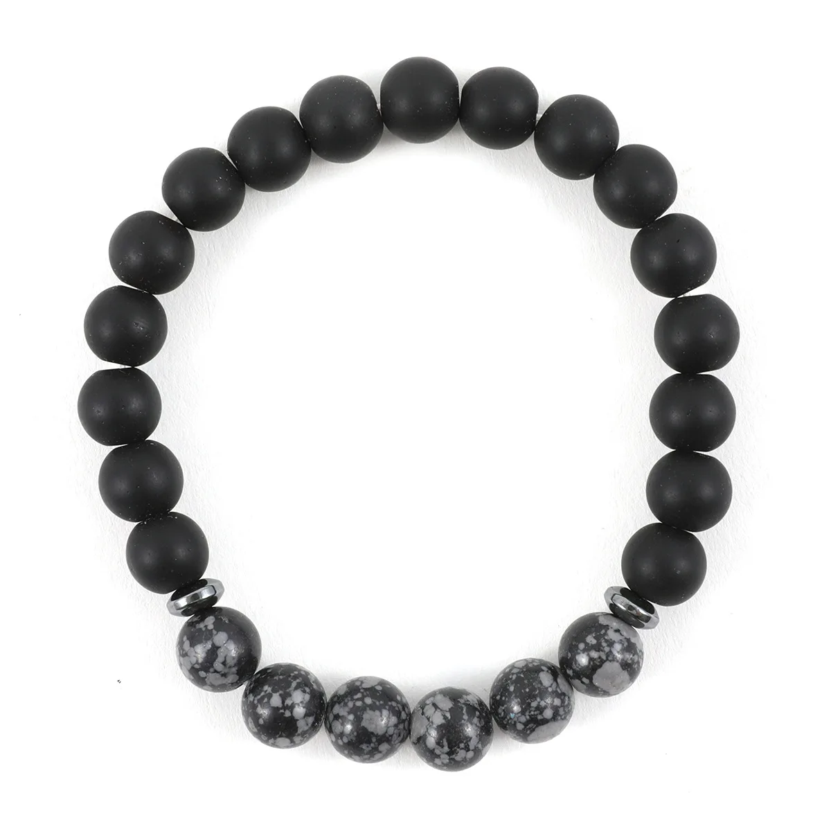 

Makersland Frosted Stone Men's Charm Bracelet Obsidian hand string