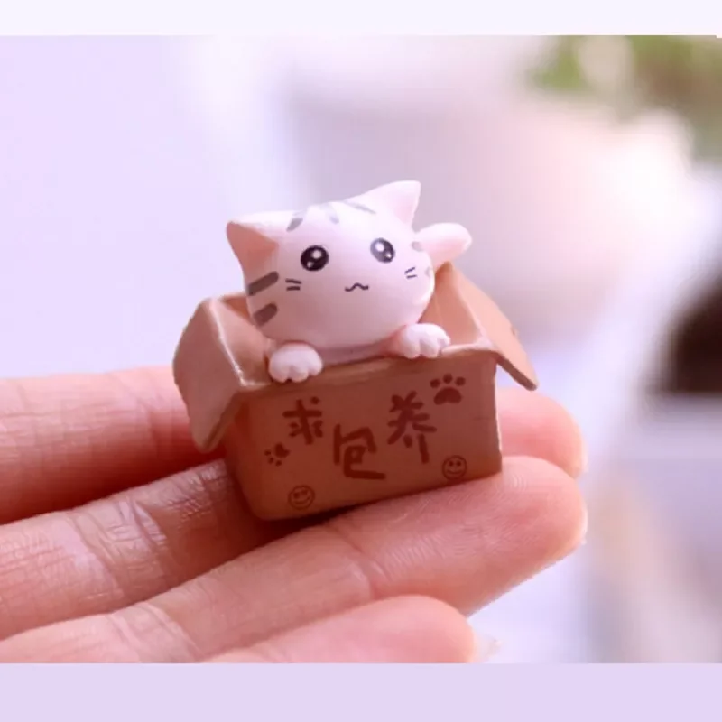 

Cartoon Poor Box Cat Kitty Model Small Statue Car Figurine Crafts Garden Figurine Ornament Kids Room Desk Garden Decoratio