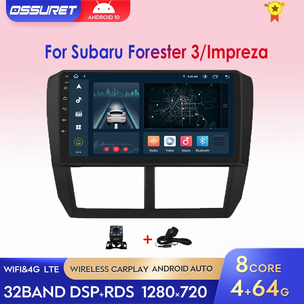

Автомагнитола 2 Din на Android 10, мультимедийный видеоплеер с GPS для Subaru Forester 3 Impreza 2007-2013, стерео, Wi-Fi, 4G Carplay