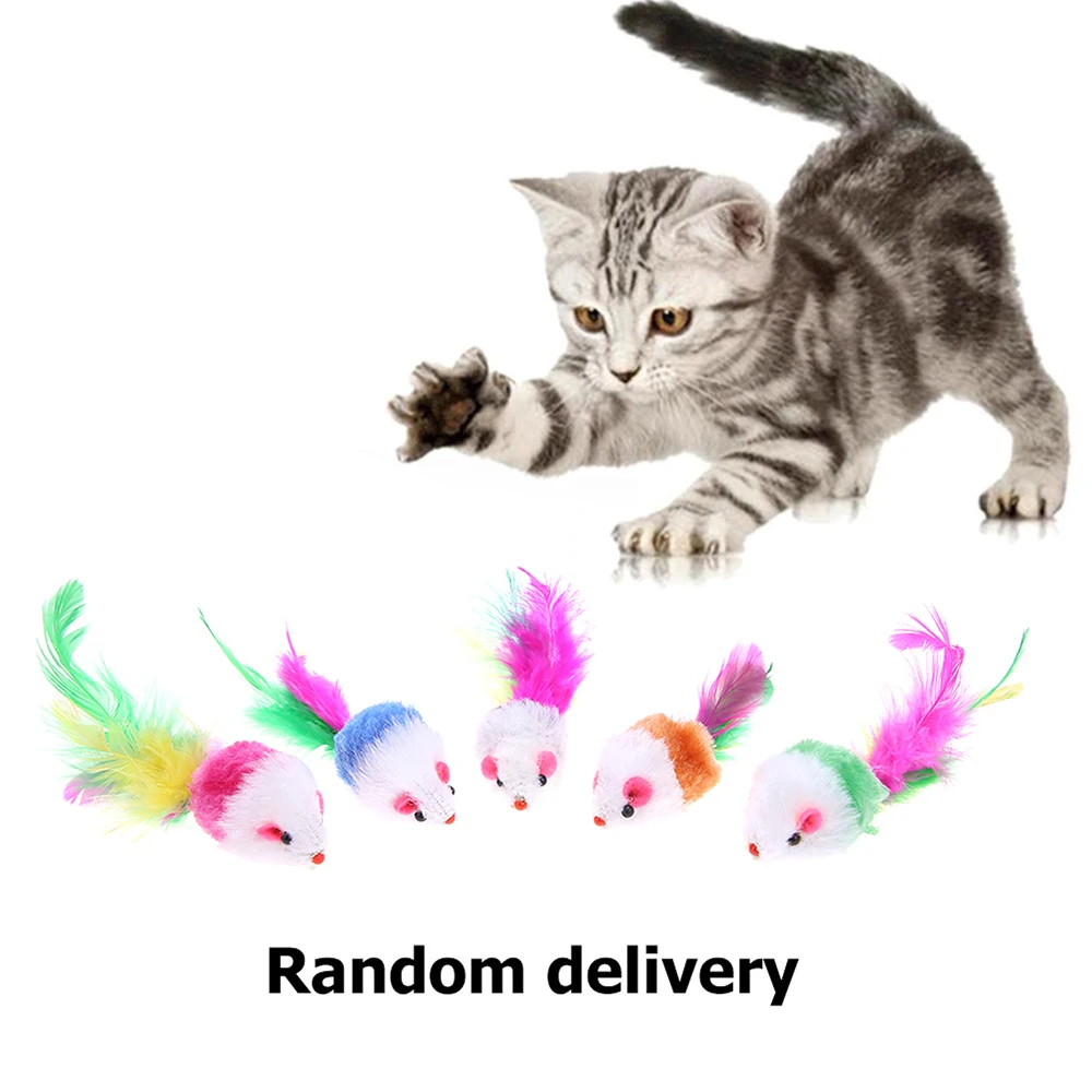 

1/12Pcs Funny Cat toys Sisal Mouse Playing Toys for Cats Kitten Interactive Playing Toy Colorful Feather Mouse Toy Cat Products