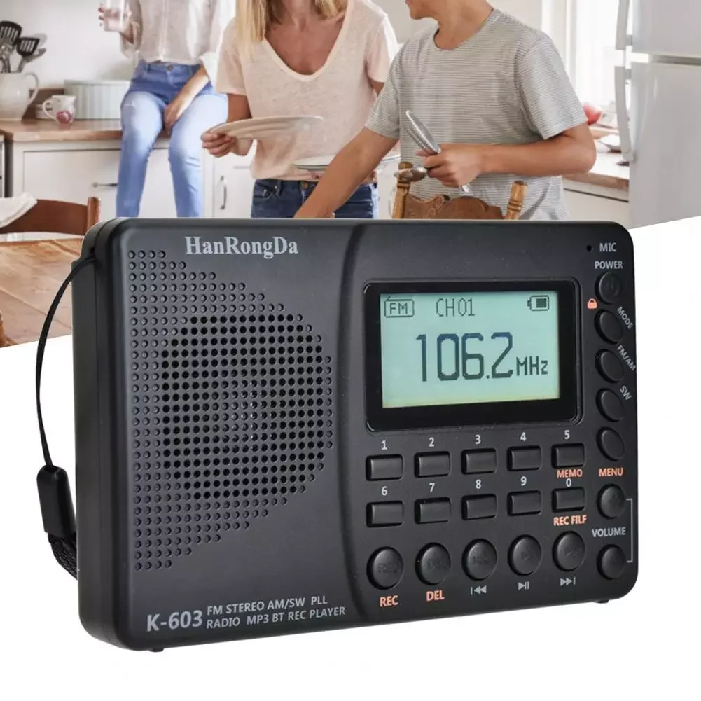 

K-603 Digital Radio Multifunctional Long Standby Time Portable Practical Bluetooth-compatible 5.0 Radio for All Ages