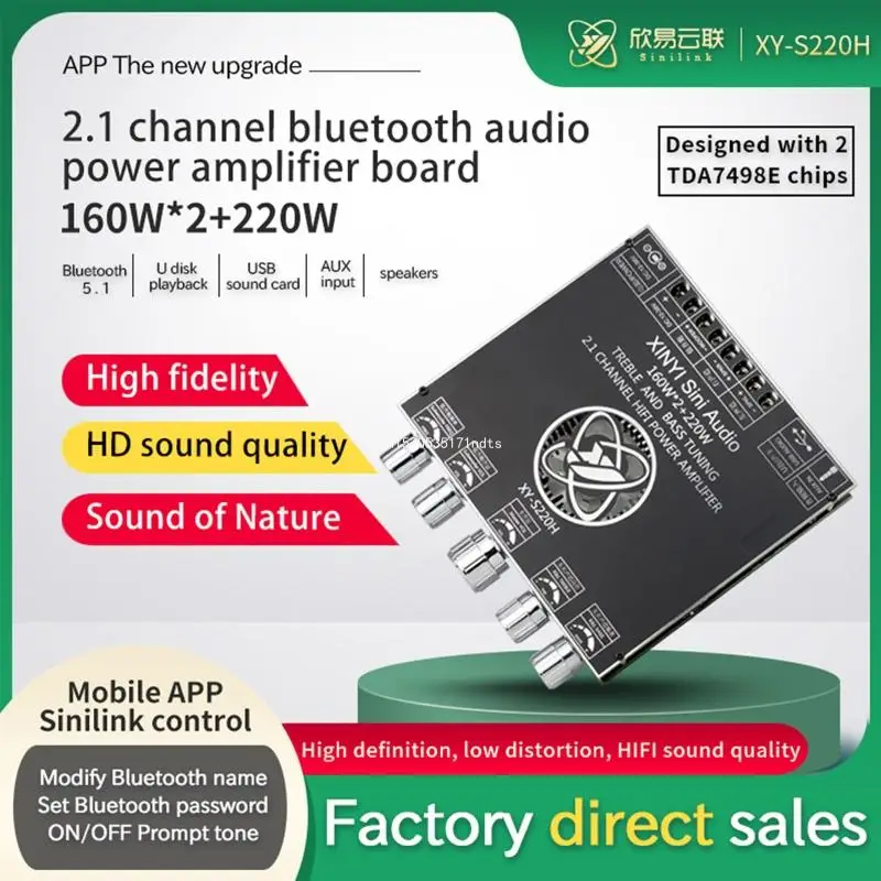 Плата усилителя мощности TDA7498 совместимая с Bluetooth модуль 160 Втx2 + 220 Вт входы BT AUX