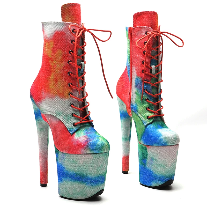 Leecabe  20CM/8inches catwalk  boots platform short boots model nightclub super high heel  3B