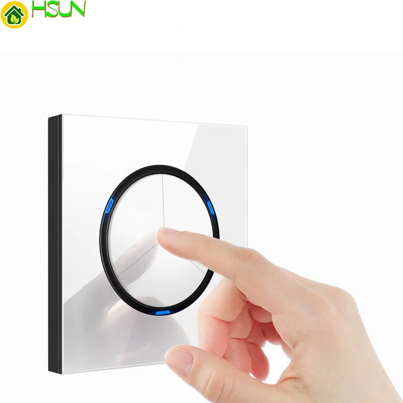 

1 2 3 4 gang 2 way White Tempered glass switch Light pressure Wall Switch With LED lights France Germany socket household USB