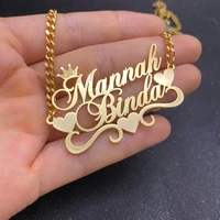 trendy custom name necklace for women curb chain stainless steel pendant choker one or more name jewelry wholesale dropshipping