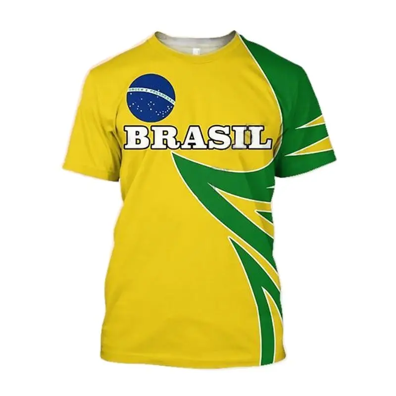 

Футболка мужская с рукавом до локтя, крутая тенниска с 3D-принтом бразильского флага, модная майка с круглым вырезом, большие размеры