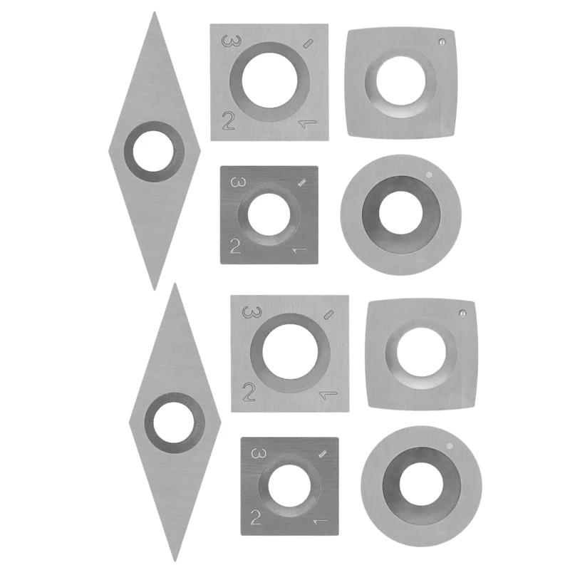 

10Pcs Tungsten Carbide Cutters Inserts Set For Wood Lathe Turning Tools Supplied With 10 Pcs Screws