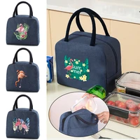 lunch bag insulated picnic carry case thermal portable lunch box bento pouch flamingo print lunch container food storage bags