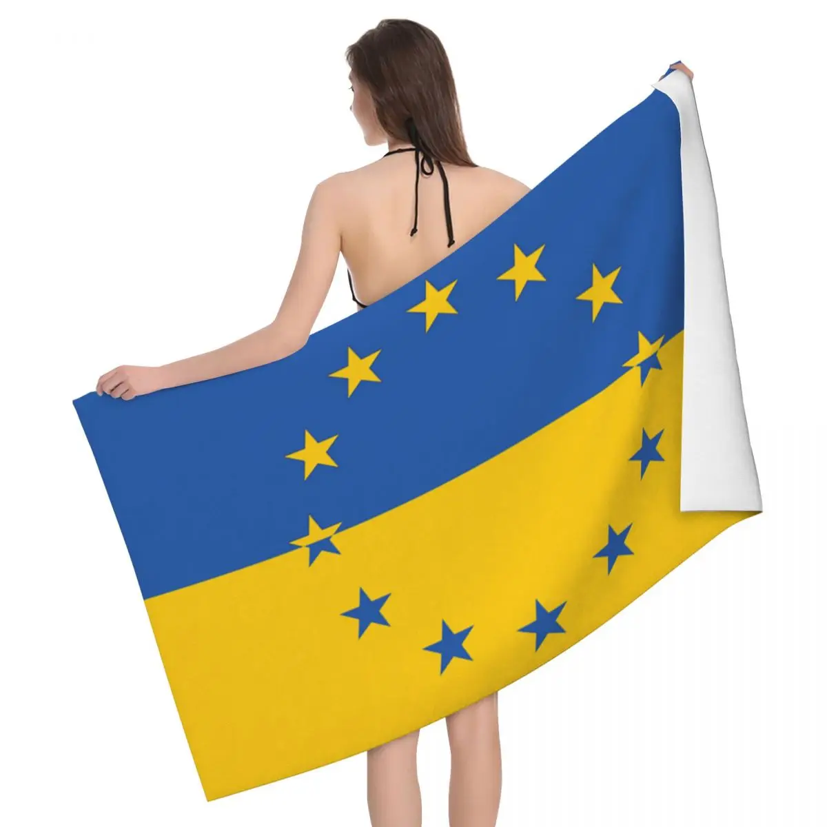 

Ukraine European Union Flag Beach Towel Quick Drying Ukrainian Soft Linen Microfiber Bathroom Sauna Towels Camping for Women Men