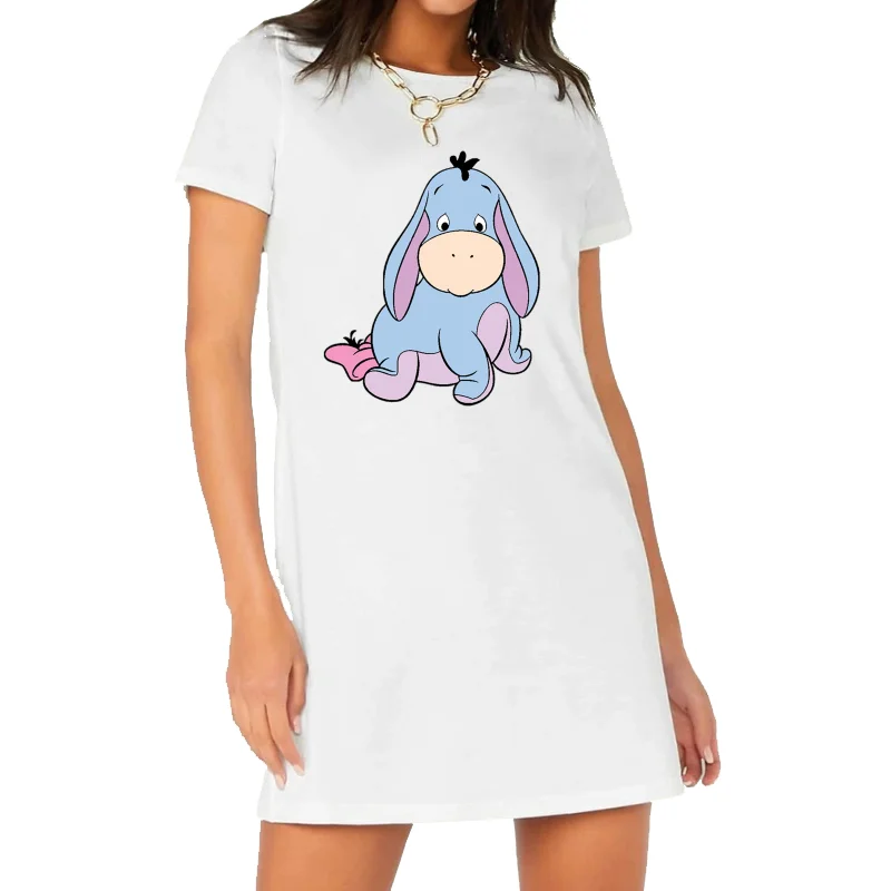 

Winnie The Pooh Tigger Eeyore Piglet Women's Summer Casual Dresses Cute Funny Fashion T Shirt Dress Lady Women Clothes Casual