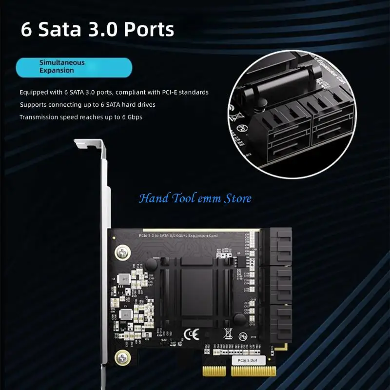 Фото H37F PCIE к 6-портовой карте расширения SATA3.0 с быстрой скоростью передачи 6 Гбит/с №5