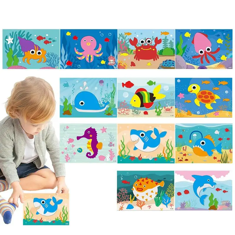 

3D Self Adhesive Cartoon EVA Sticker Foam Puzzle DIY Kids Animal Decals Handmade Stickers Educational Sticker For Boy And Girls