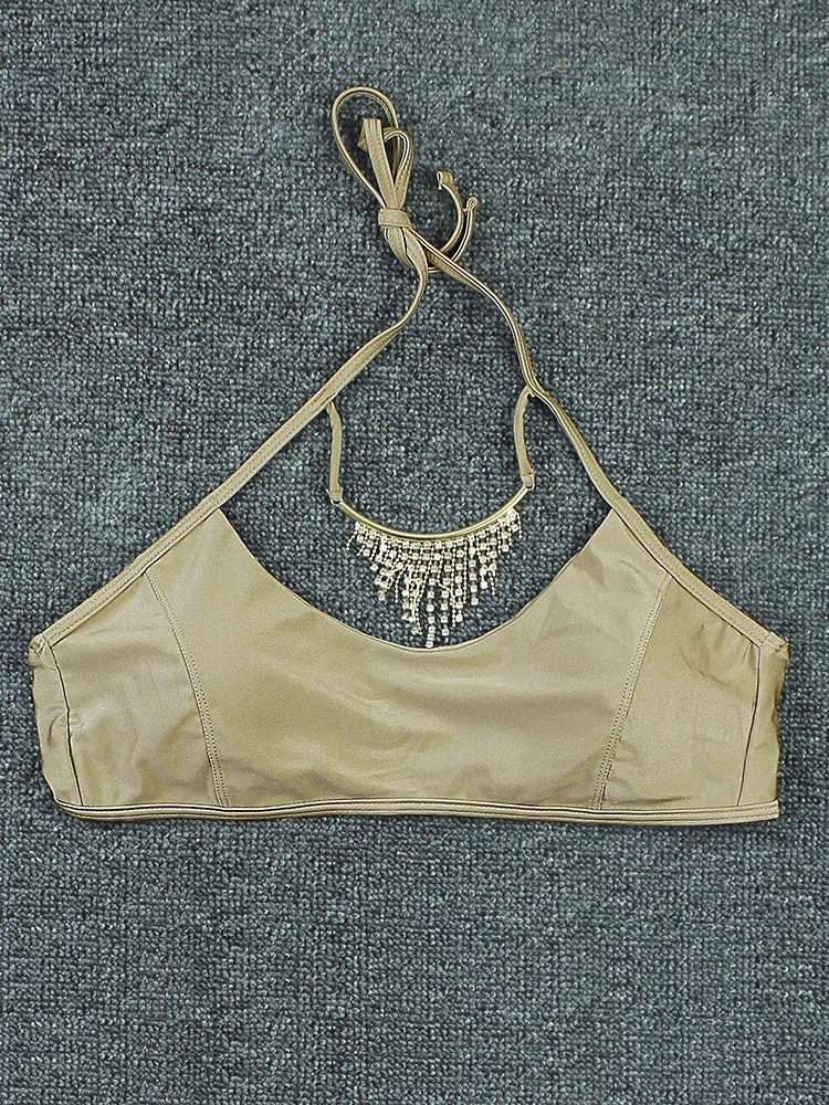 Бикини новинка 2022 купальник Женский однотонный топ бикини только Топ пляжная