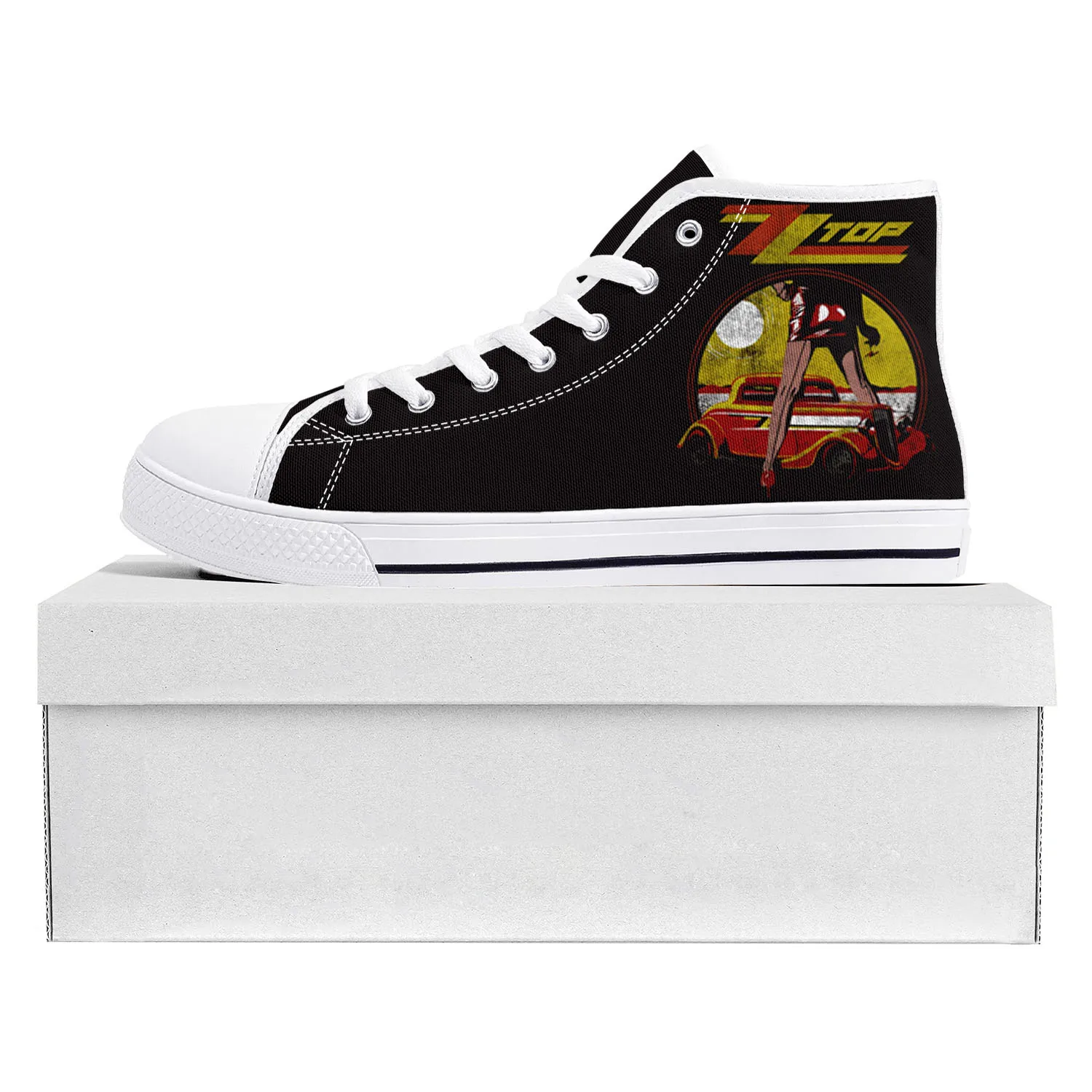 ZZ Top Hard Rock Band Fashion Popular High Top High Quality Sneakers Mens Womens Teenager Canvas Sneaker Couple Shoe Custom Shoe