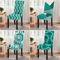 geometric pattern green series dust proof chair cover removable dining chair protector spandex home decor cushion cover 1pc
