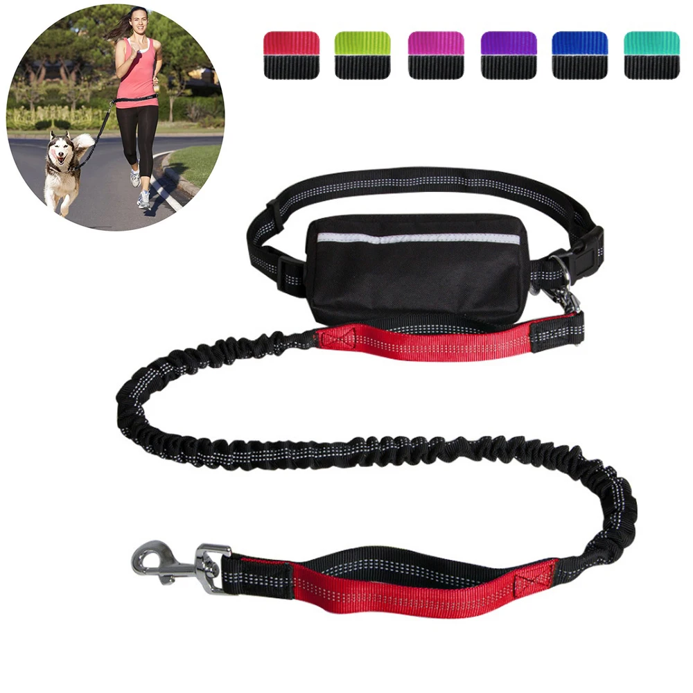 

Reflective Adjustable Hands Free Dog Leash Walking Traction Lead Rope Strap Pet Dog Leash Running Waist Bag Pouch Jogging Sport