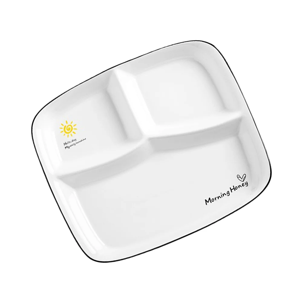 

1pc Practical Household Breakfast Plate Three Grids Breakfast Plate (White)