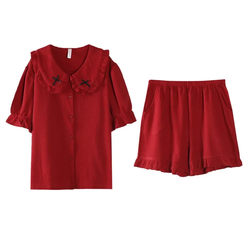 Tengfei женские летние хлопковые пижамы с широкими рукавами и клетчатым узором для