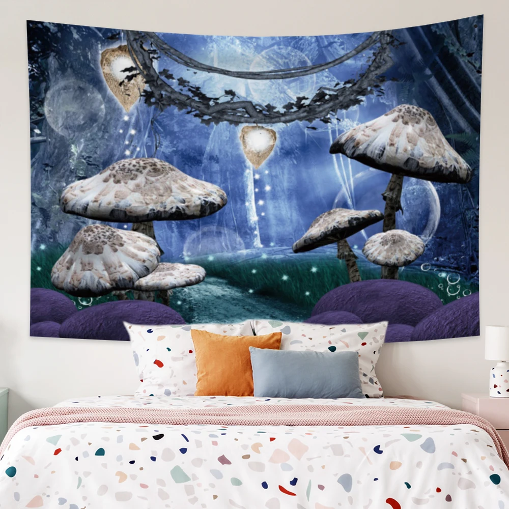 

Psychedelic Mushroom Mandala Wall Tapestry Witchcraft Bohemian Gypsy Decor Rugs Living Room Home Decoration