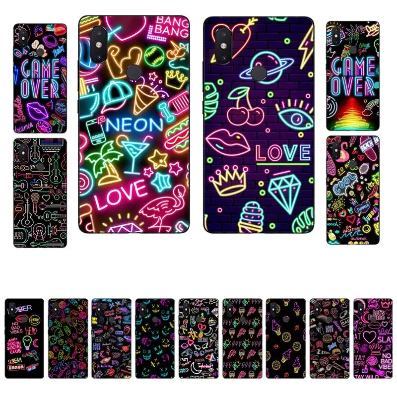 

Neon Pattern Phone Case for Xiaomi mi 5 6 8 9 10 lite pro SE Mix 2s 3 F1 Max2 3