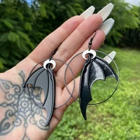gothic vampire black bat wings hoop earrings spooky witchy jewelry new fashion 2021 dangle gift for women girl