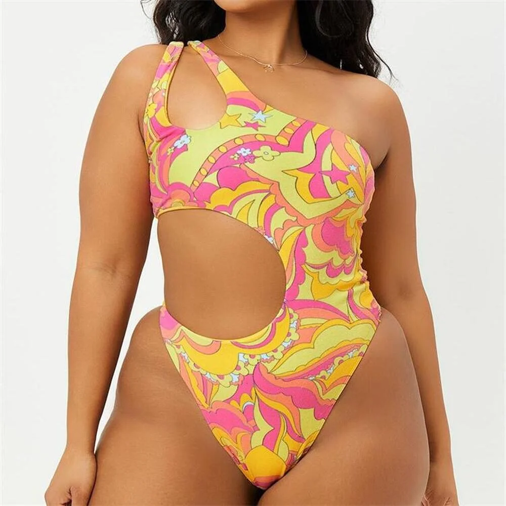 

One Piece Bathing Suit Swimsuit Bodysuit Sexy Cut Out Monokini Single Shoulder Swimwear 2022 New Summer Trikini Maillot De Bain