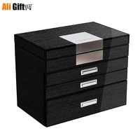 Piano Lacquer Jewelry Box Women High - Grade Ring Boxes Home Solid Wood Multi-function Portable Ladies Gift Storage Organizer