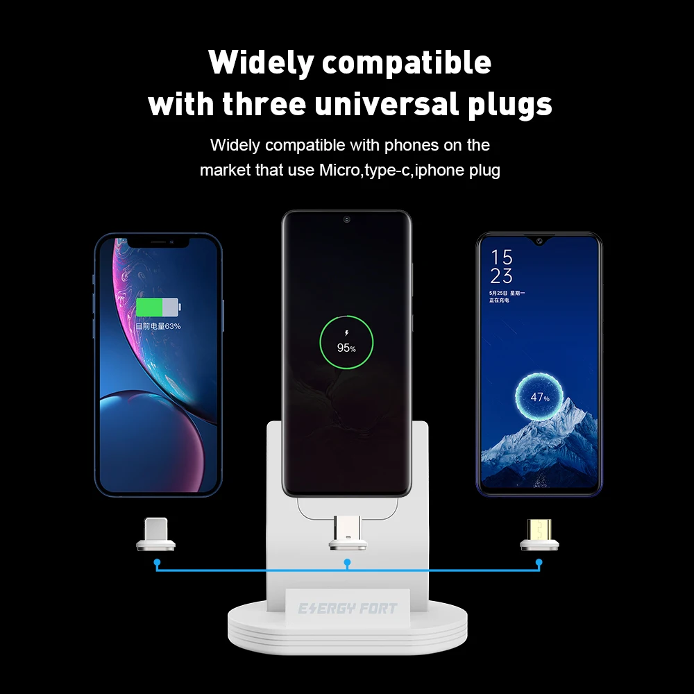 Sikai 5A Type-C Micro USB IOS Charging Dock Station Desktop Magnet Charger Stand For iPhone12 Pro/11 Xiaomi mi 11 Huawei P40/P30