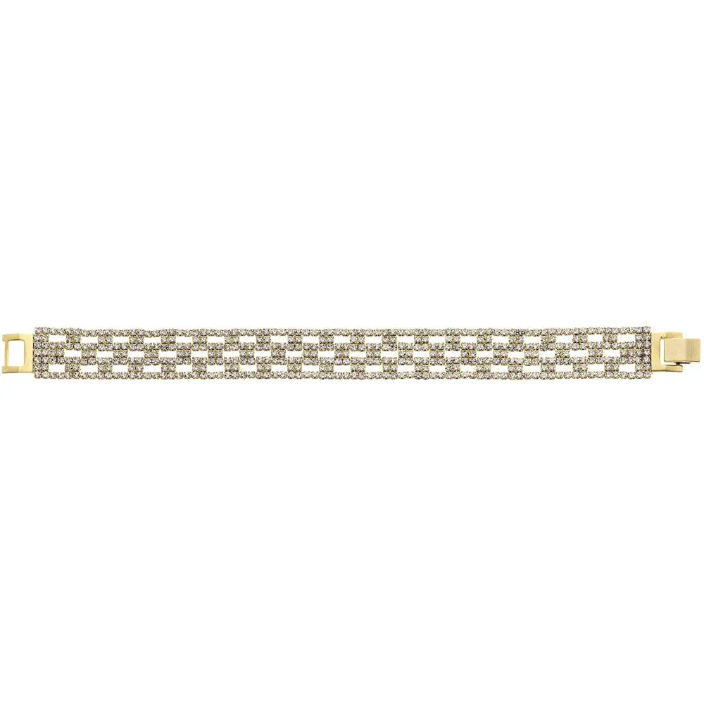 

Handset Austrian Crystal 14kt Gold-Plated 14mm Box Pattern Bracelet