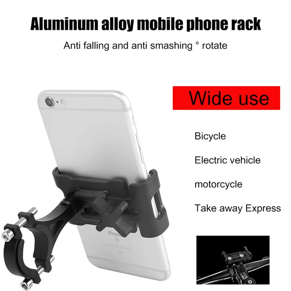 

Motorcycle Bike Phone Holder Aluminum Alloy Anti-slip Bracket Bicycle 360 Rotation Mobile Cell Phone Handlebar Clip Mount Stand