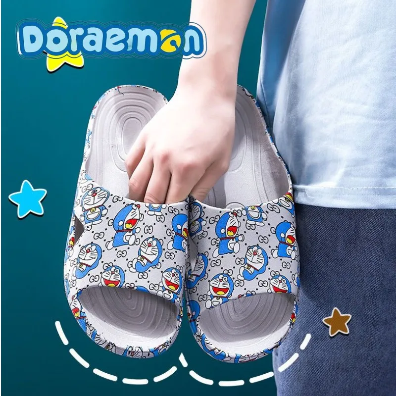 

Doraemon anime slippers for men and women home summer non-slip indoor thick-soled couple slippers cute Jingle cat personality