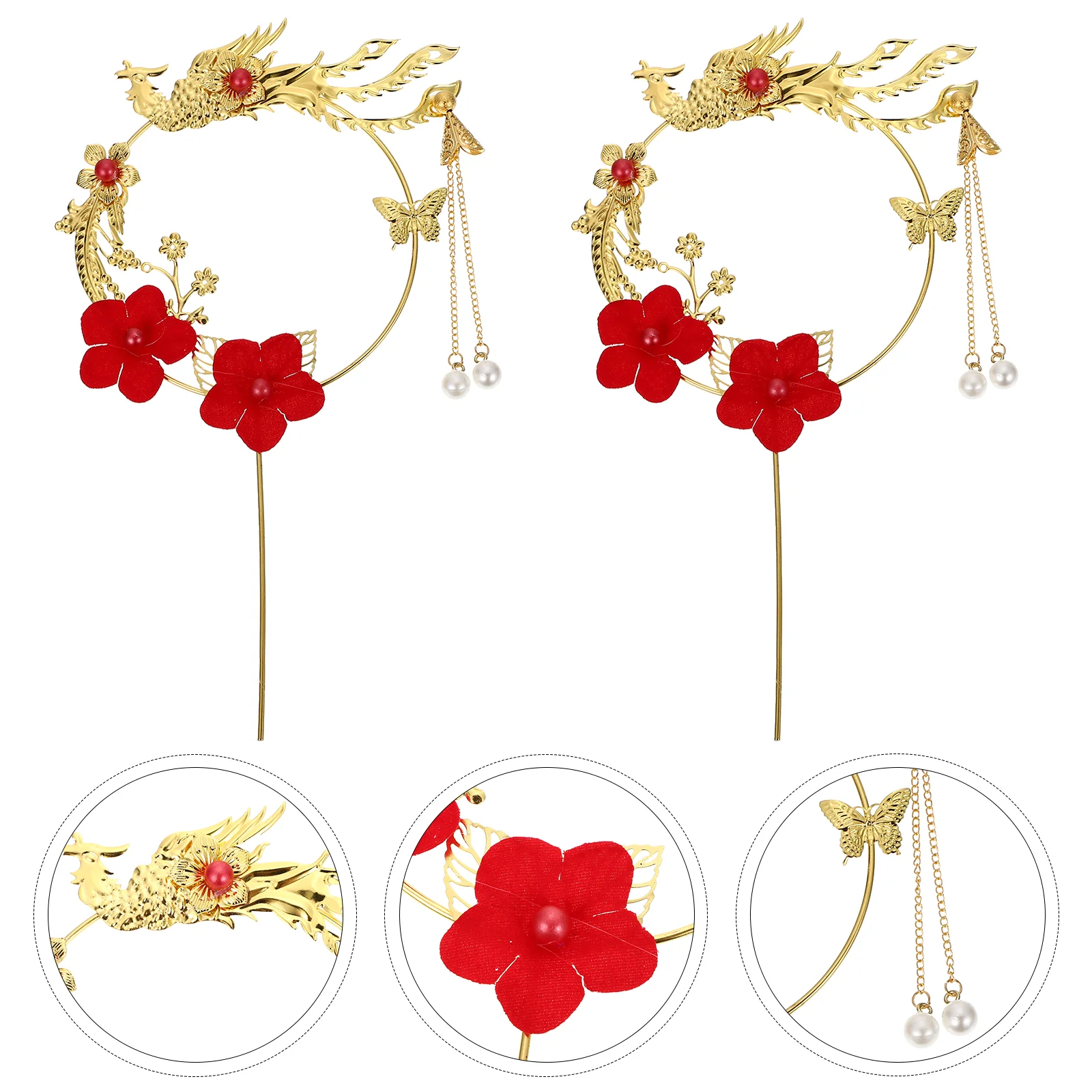 

2Pcs Phoenix Cake Toppers Nice Novel Fine Creative Ornament Cupcake Toppers Wedding Supplies