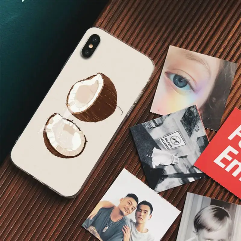 FHNBLJ летний крутой кокосовый чехол для телефона iPhone 11 12 13 14 Mini Pro Max XR X XS прозрачный