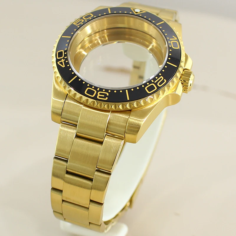 Золотой корпус часов для дайвинга 40 мм сапфировое стекло безель с 120 кликов Seiko NH35